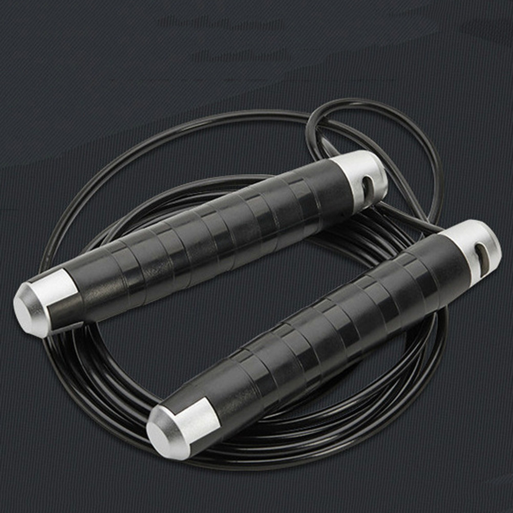 Jump Rope Bearing - Zwarte stalen kabel springtouw met ergonomisch