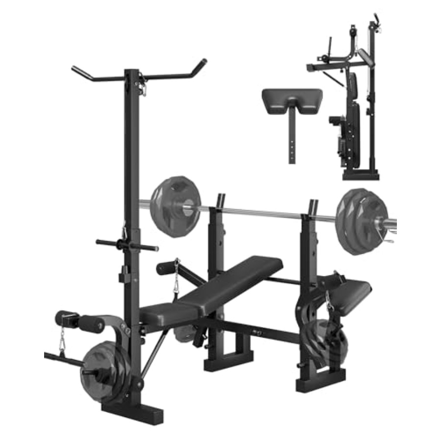 Home Gym Leg Extension - Homegym 8-in-1 opvouwbare gewichtsbankset met preacher