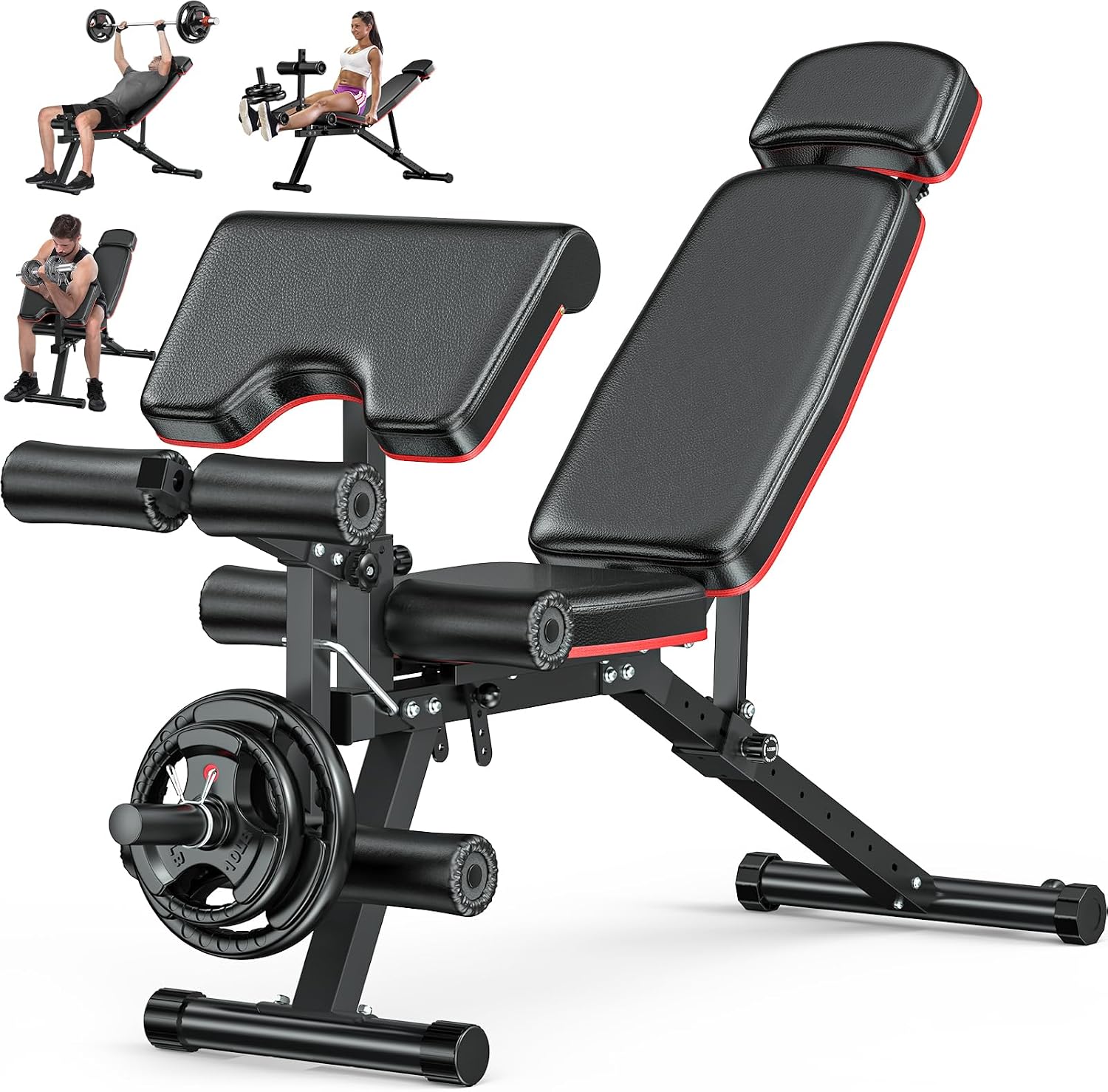 Home Gym Leg Extension - Fitnessbank met beenextensie, beencurl, verlengde hoofdsteun,