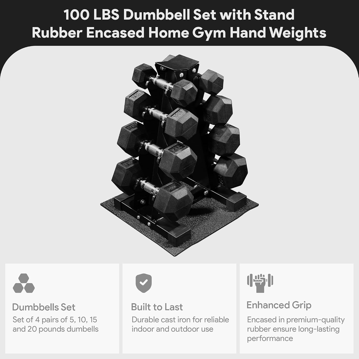 Home Gym Options - Rubberen Hexagonale Dumbbell Gewichtenset, Meerdere Gewichtsopties