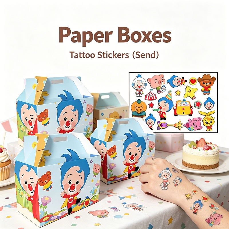 Plyo Box Set - Kleurrijke Plim Clownfiguren Papieren Dozen Stickers